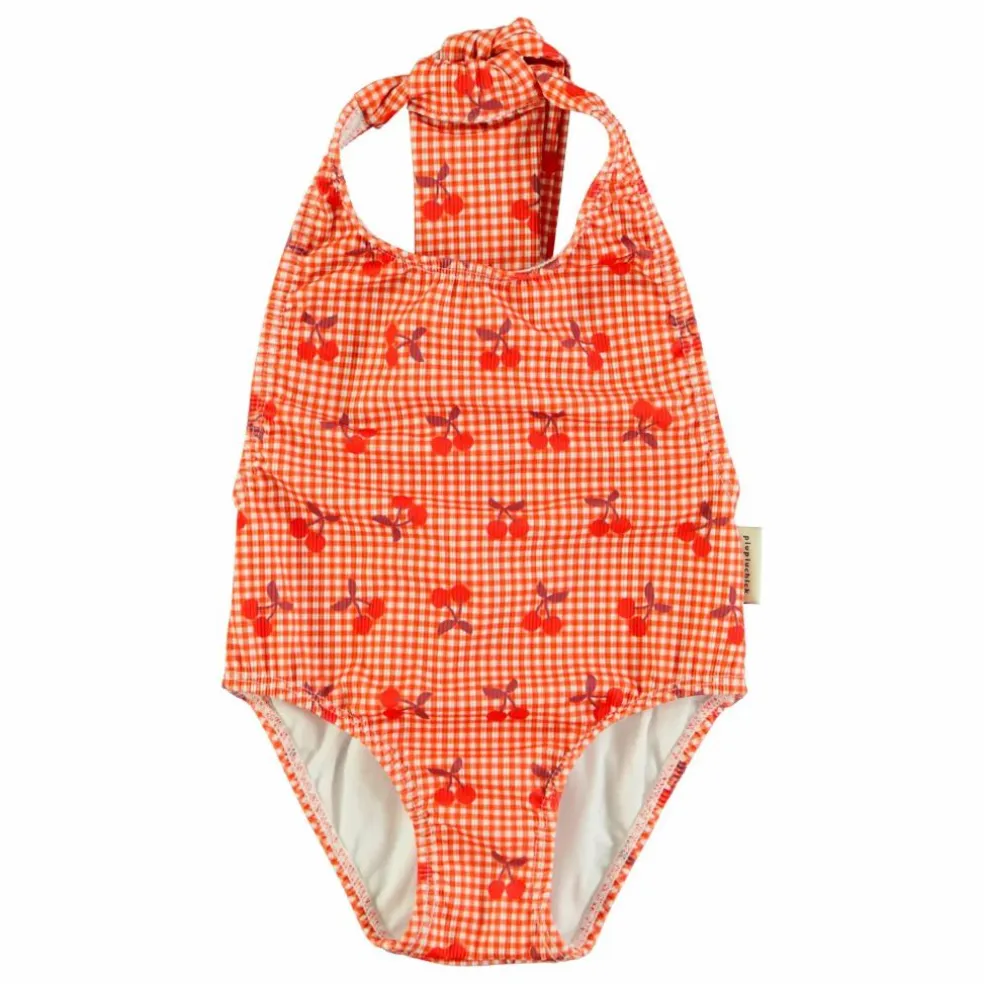 Maillot de Bain Vichy Fibres Recyclées | Orange