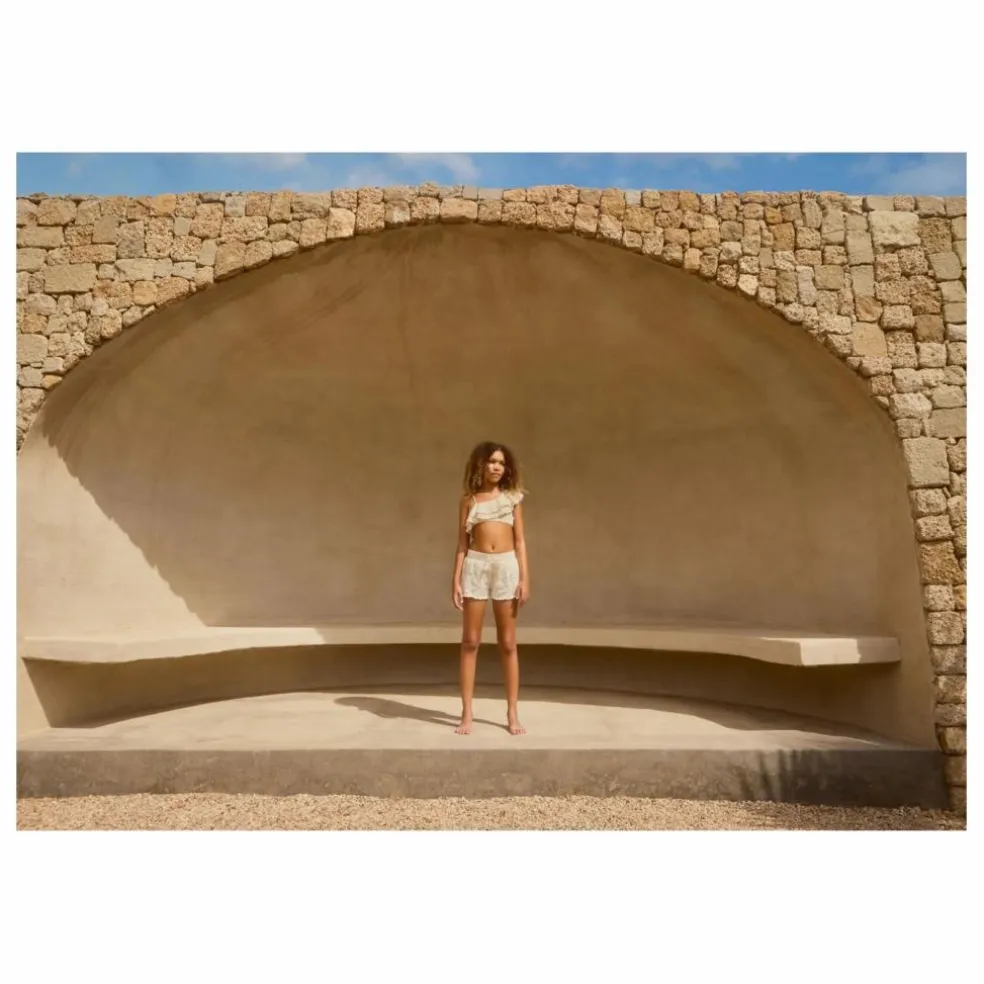 Maillot de Bain Volants Asymétrique Niky Fibres Recyclées | Ecru