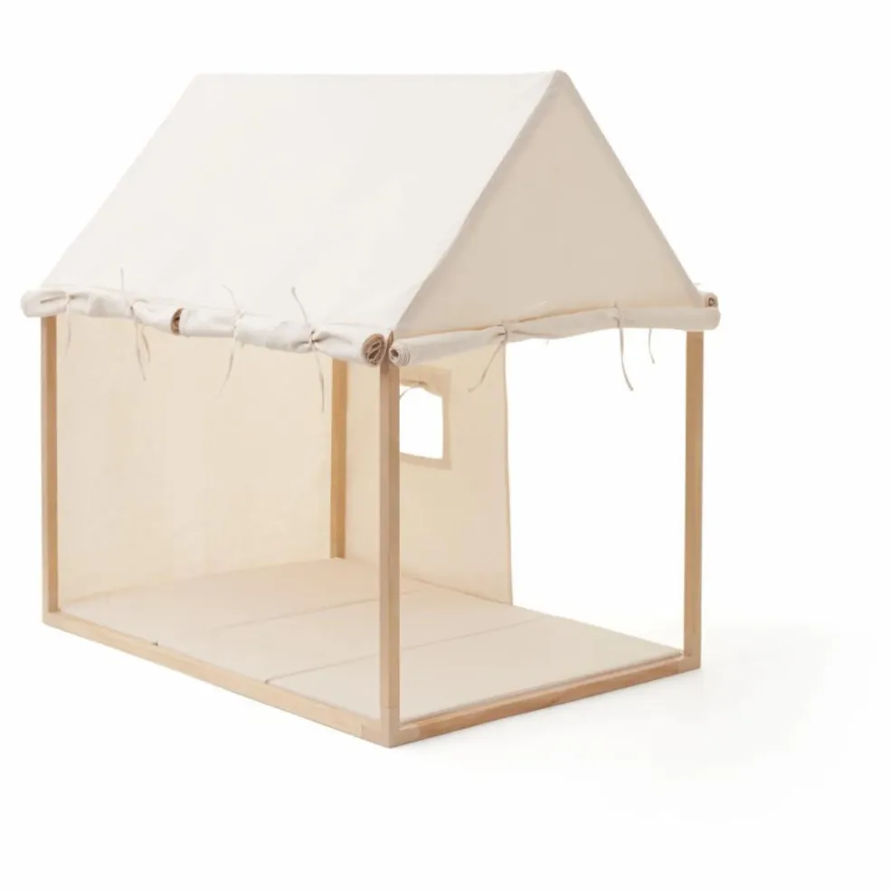 Maison en toile de coton et bois | Blanc cassé