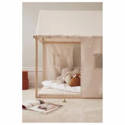 Maison en toile de coton et bois | Blanc cassé