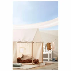 Maison en toile de coton et bois | Blanc cassé