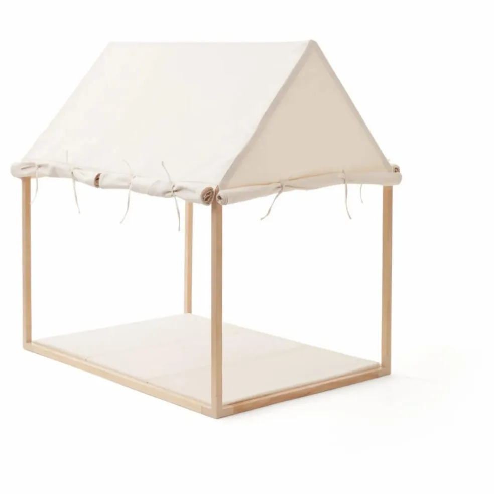 Maison en toile de coton et bois | Blanc cassé