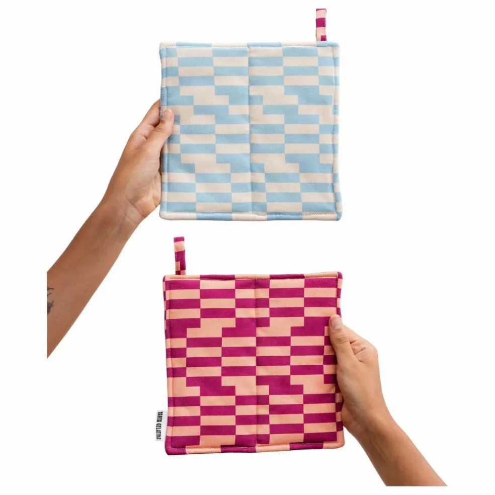 Maniques carrées en coton bio Berry Jam - Set de 2