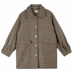 Manteau Calvin Pied de Poule Laine | Marron