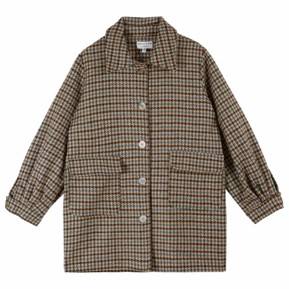 Manteau Calvin Pied de Poule Laine | Marron