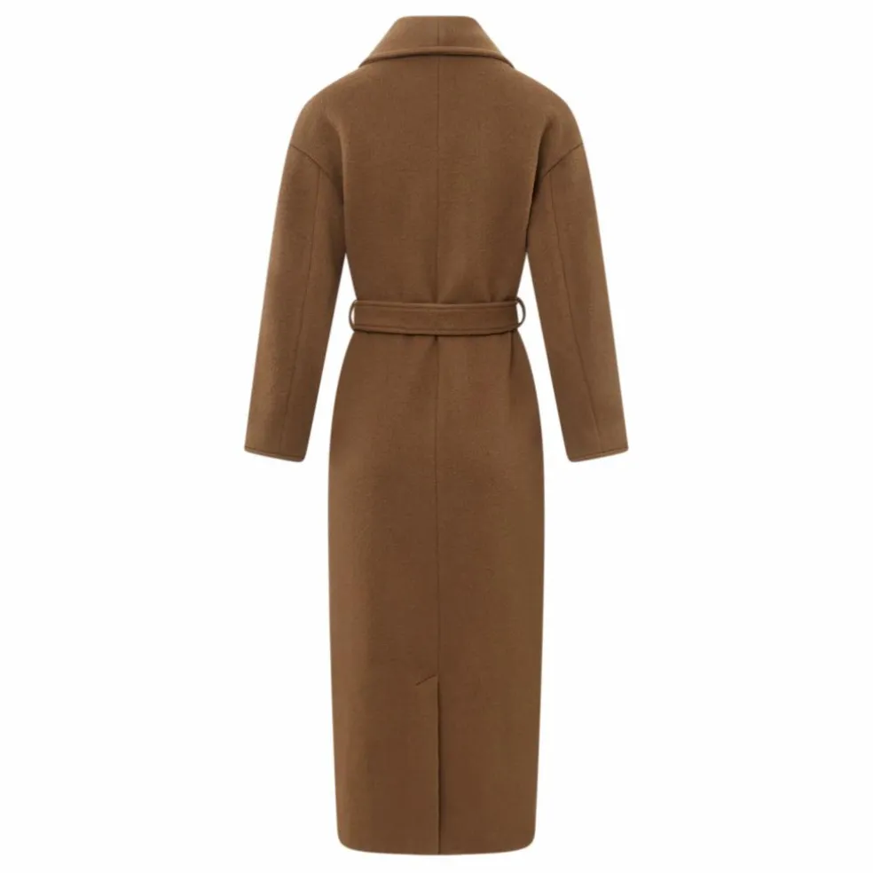 Manteau Ceinturé Laine Vierge | Taupe