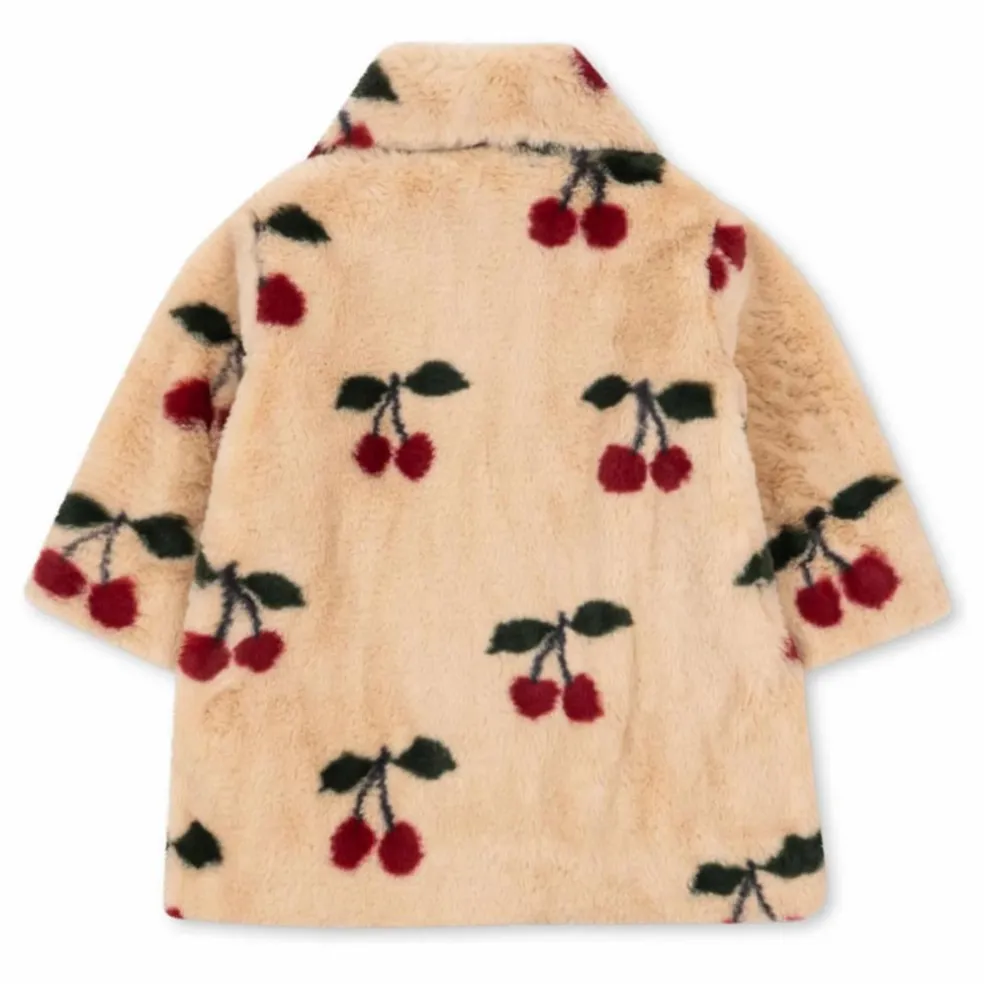 Manteau Façon Fourrure Fuzzie Cerises | Beige
