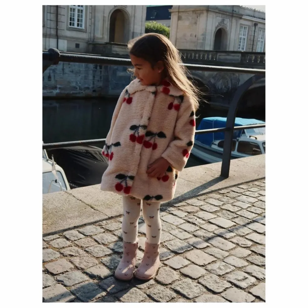 Manteau Façon Fourrure Fuzzie Cerises | Beige