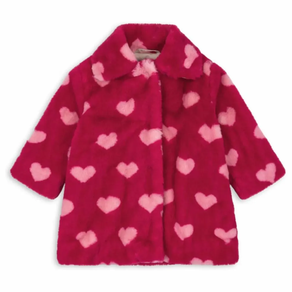 Manteau Façon Fourrure Fuzzie Fibres Recyclées | Rouge