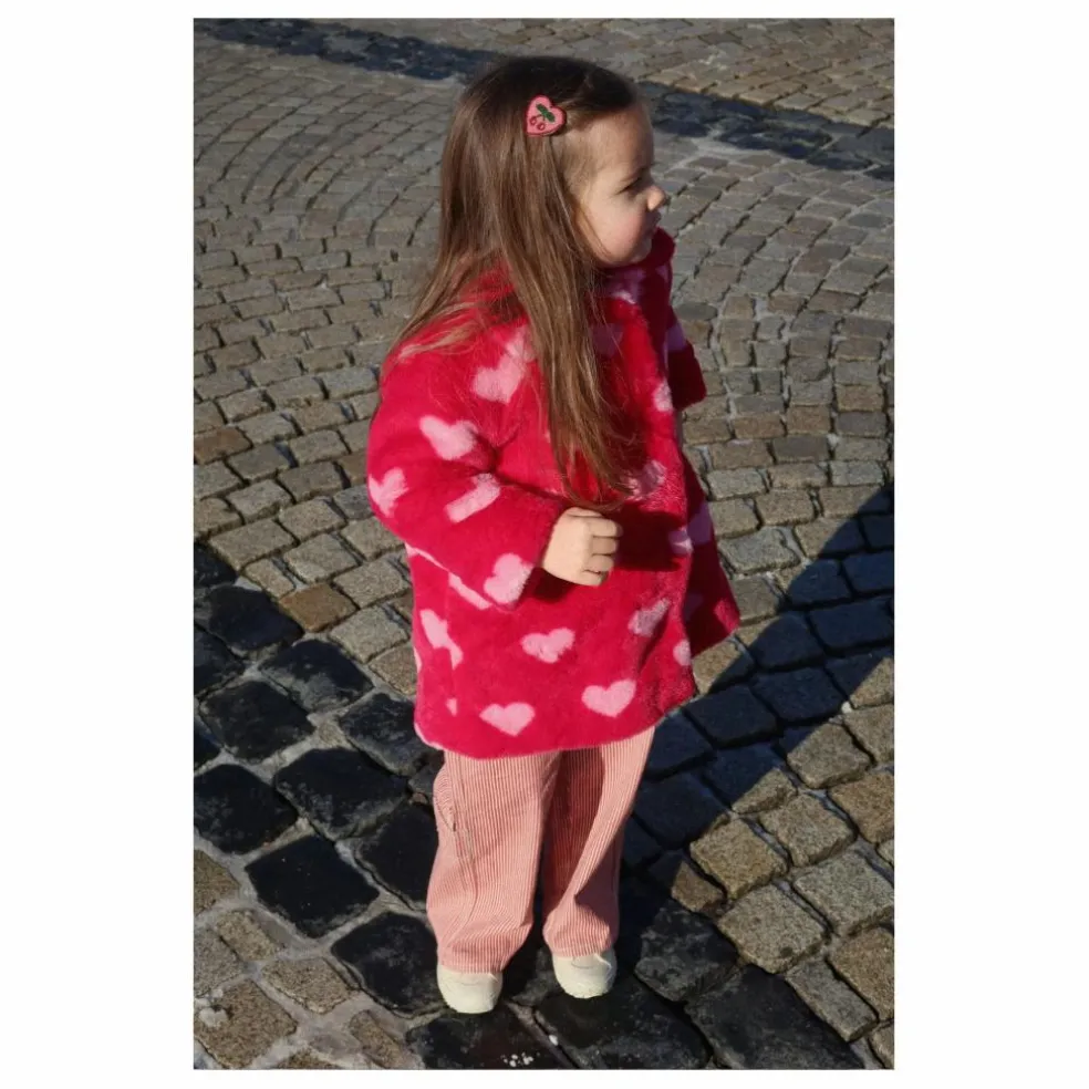 Manteau Façon Fourrure Fuzzie Fibres Recyclées | Rouge