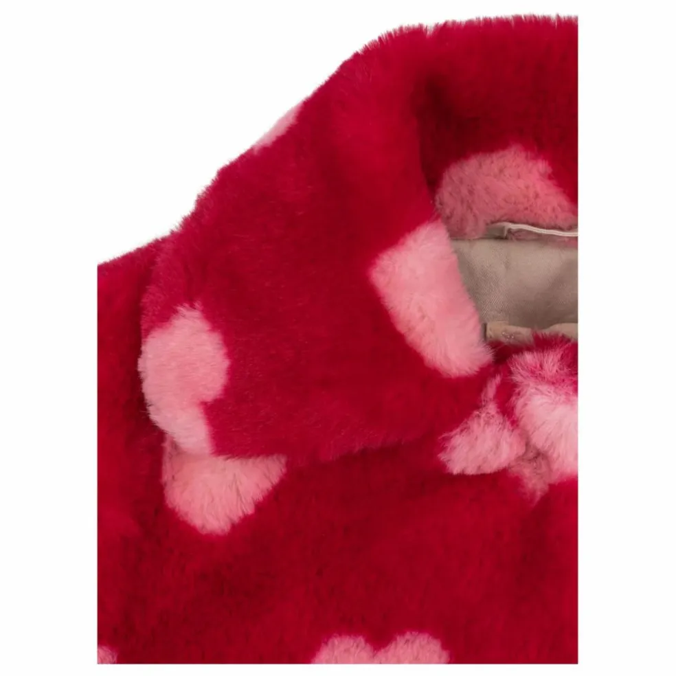 Manteau Façon Fourrure Fuzzie Fibres Recyclées | Rouge