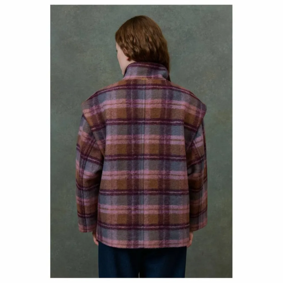 Manteau Kristina Carreaux Laine - Collection Femme | Rose