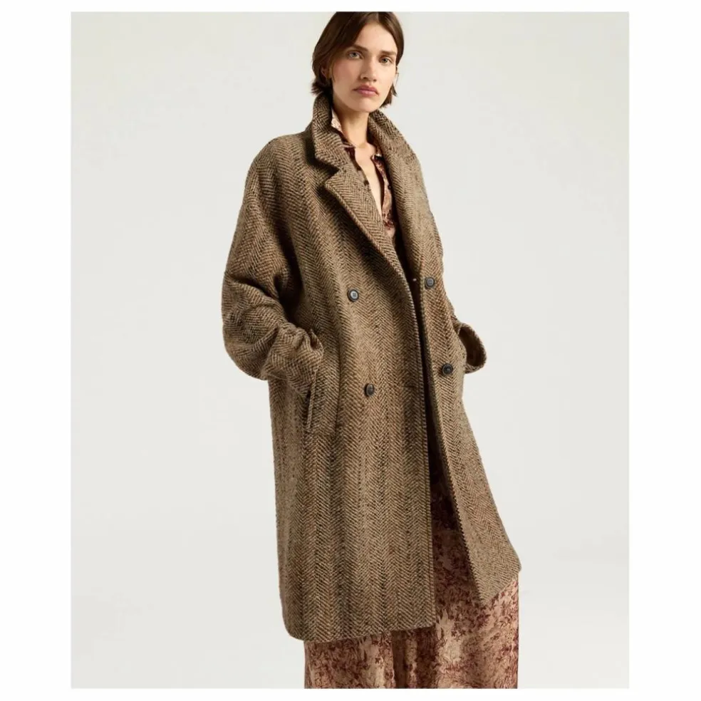 Manteau Lancaster Herringbone Laine Vierge | Beige