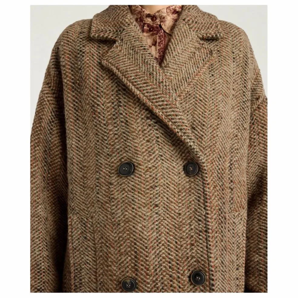 Manteau Lancaster Herringbone Laine Vierge | Beige
