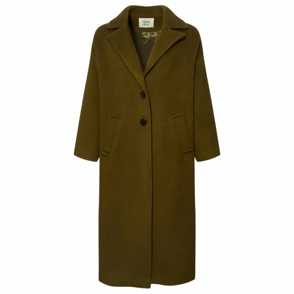 Manteau Long en Laine Recyclée | Vert kaki