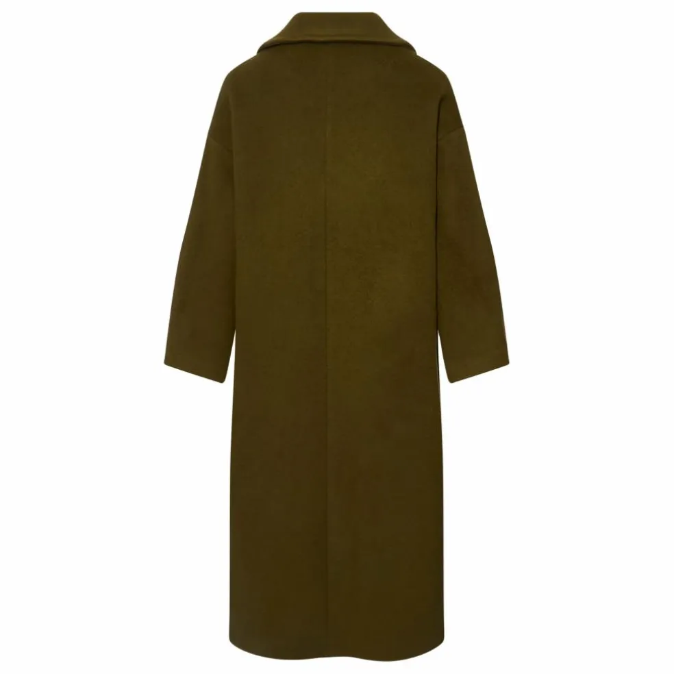 Manteau Long en Laine Recyclée | Vert kaki