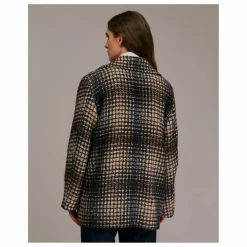 Manteau Maliro Pied de Coq Laine | Bleu marine