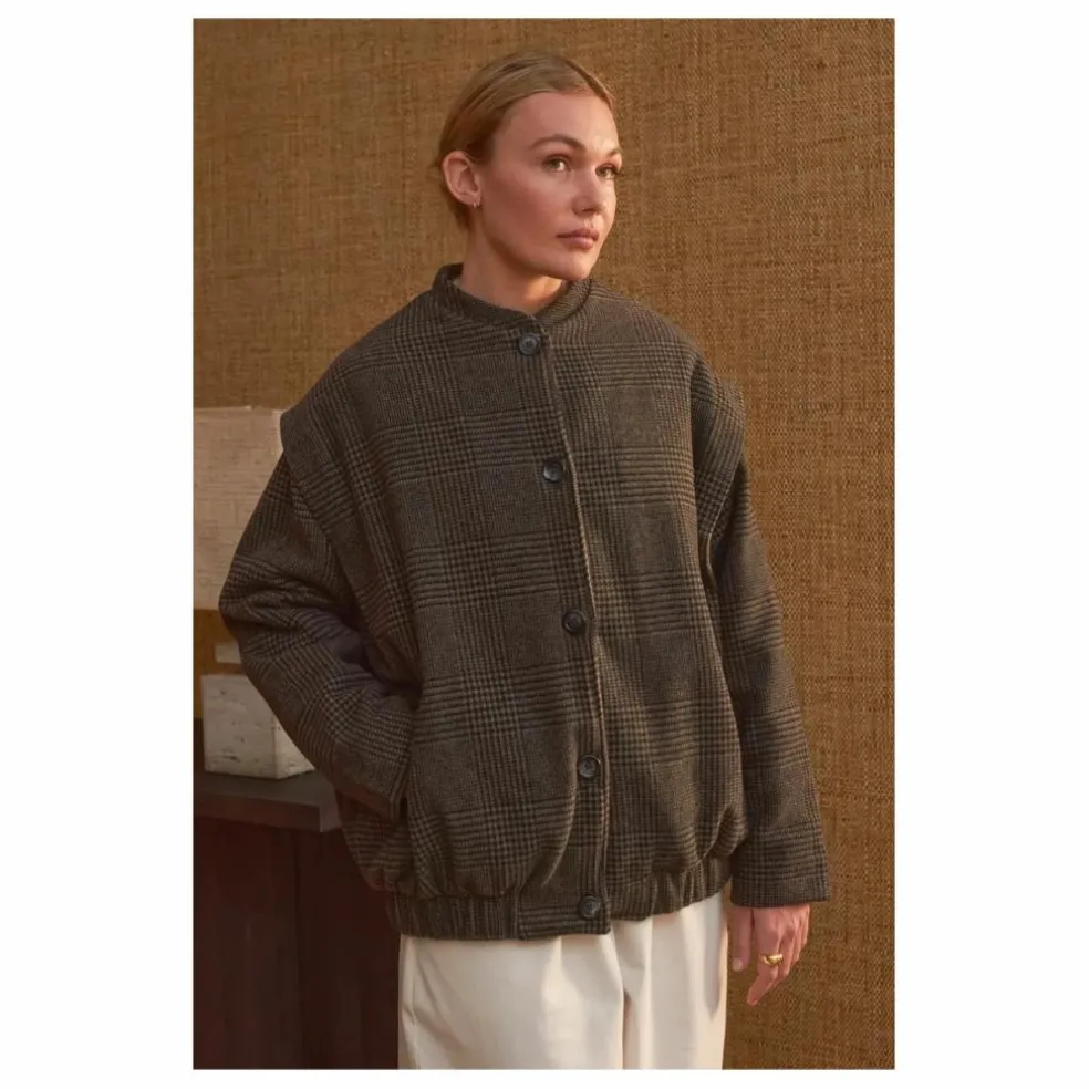 Manteau Philo Carreaux Laine - Collection Femme | Gris