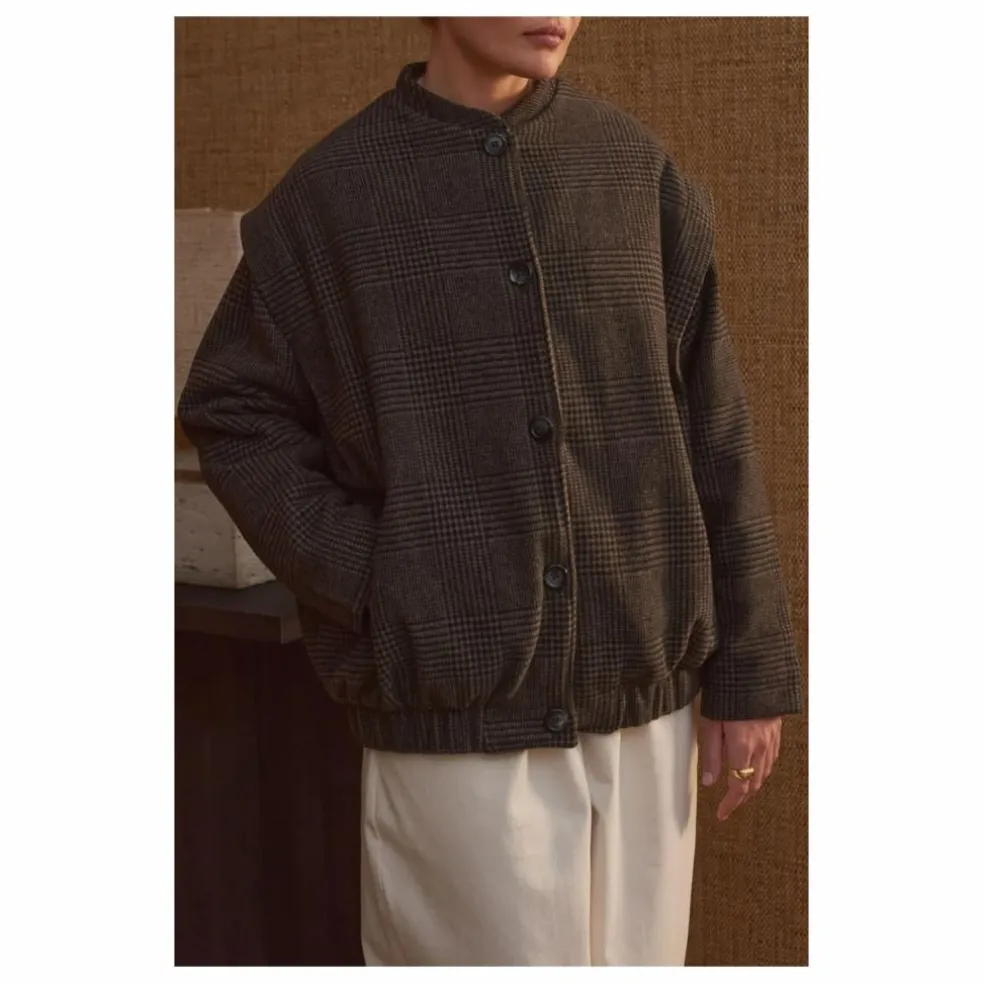 Manteau Philo Carreaux Laine - Collection Femme | Gris