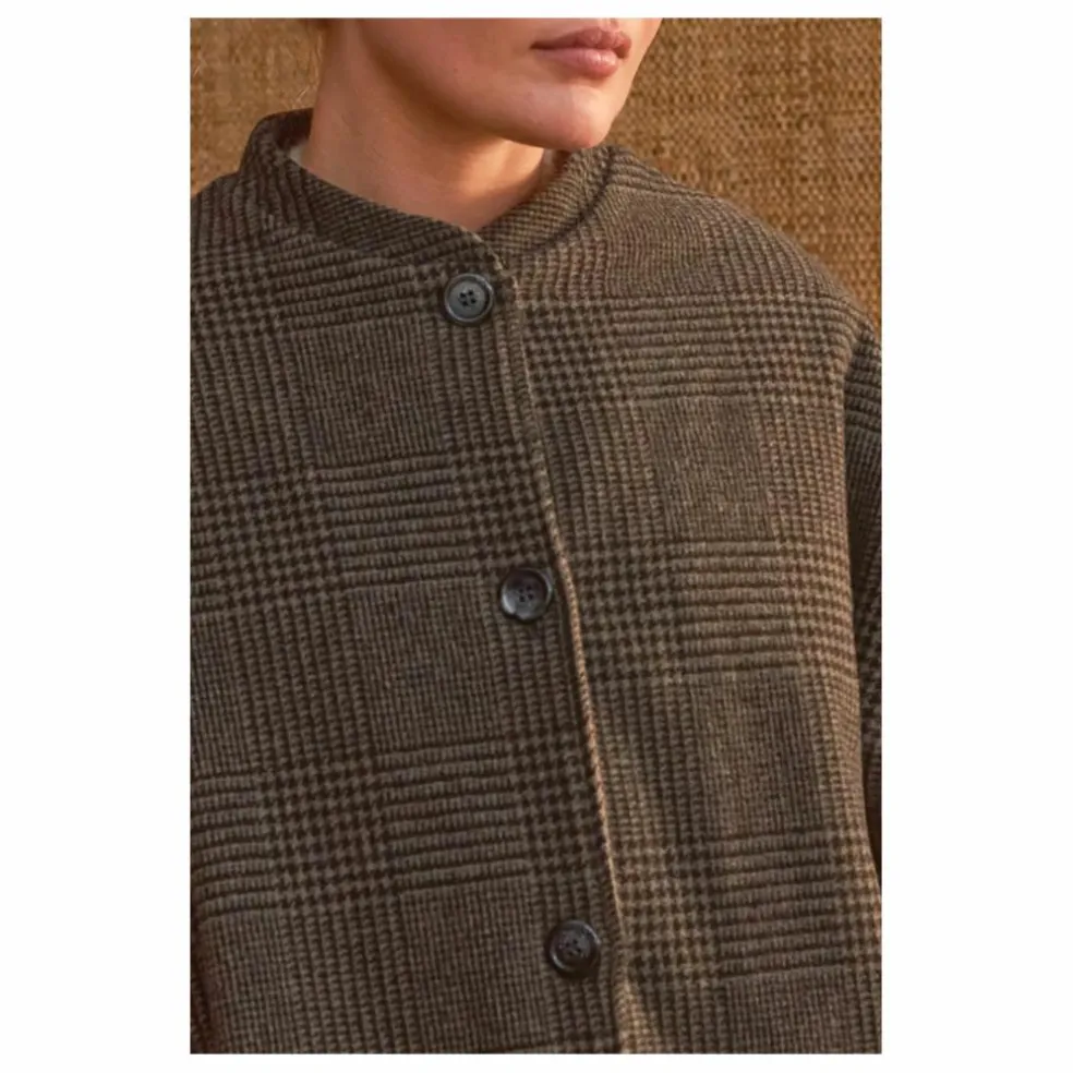 Manteau Philo Carreaux Laine - Collection Femme | Gris