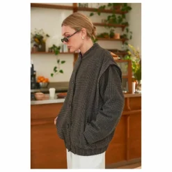 Manteau Philo Carreaux Laine - Collection Femme | Gris
