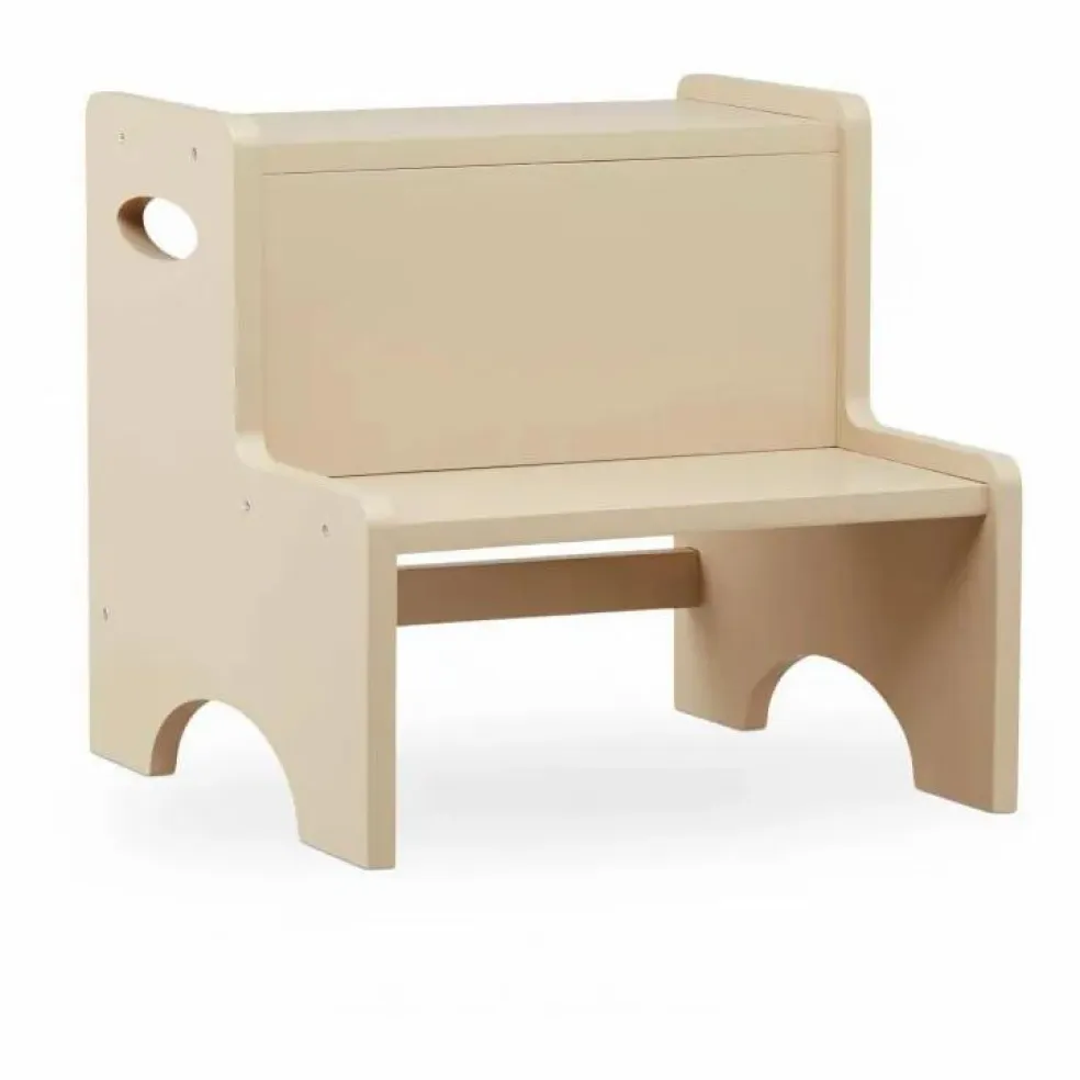 Marche-pied en bois | Beige