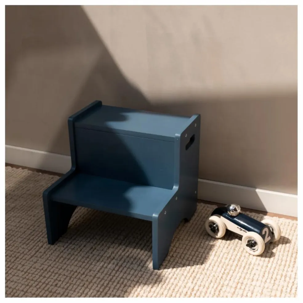 Marche-pied en bois | Bleu