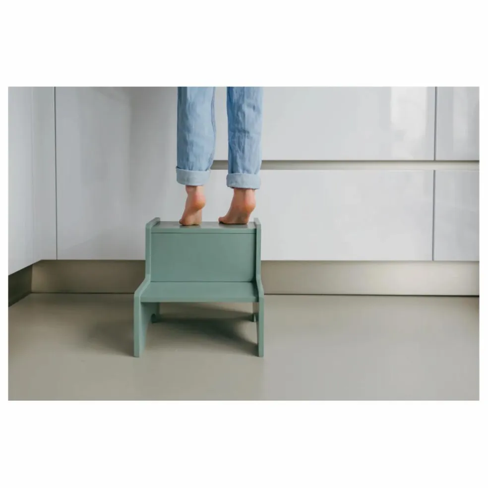 Marche-pied en bois | Vert olive