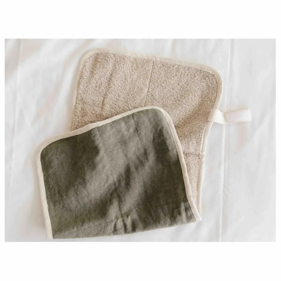 Matelas à langer de voyage en lin | Vert kaki