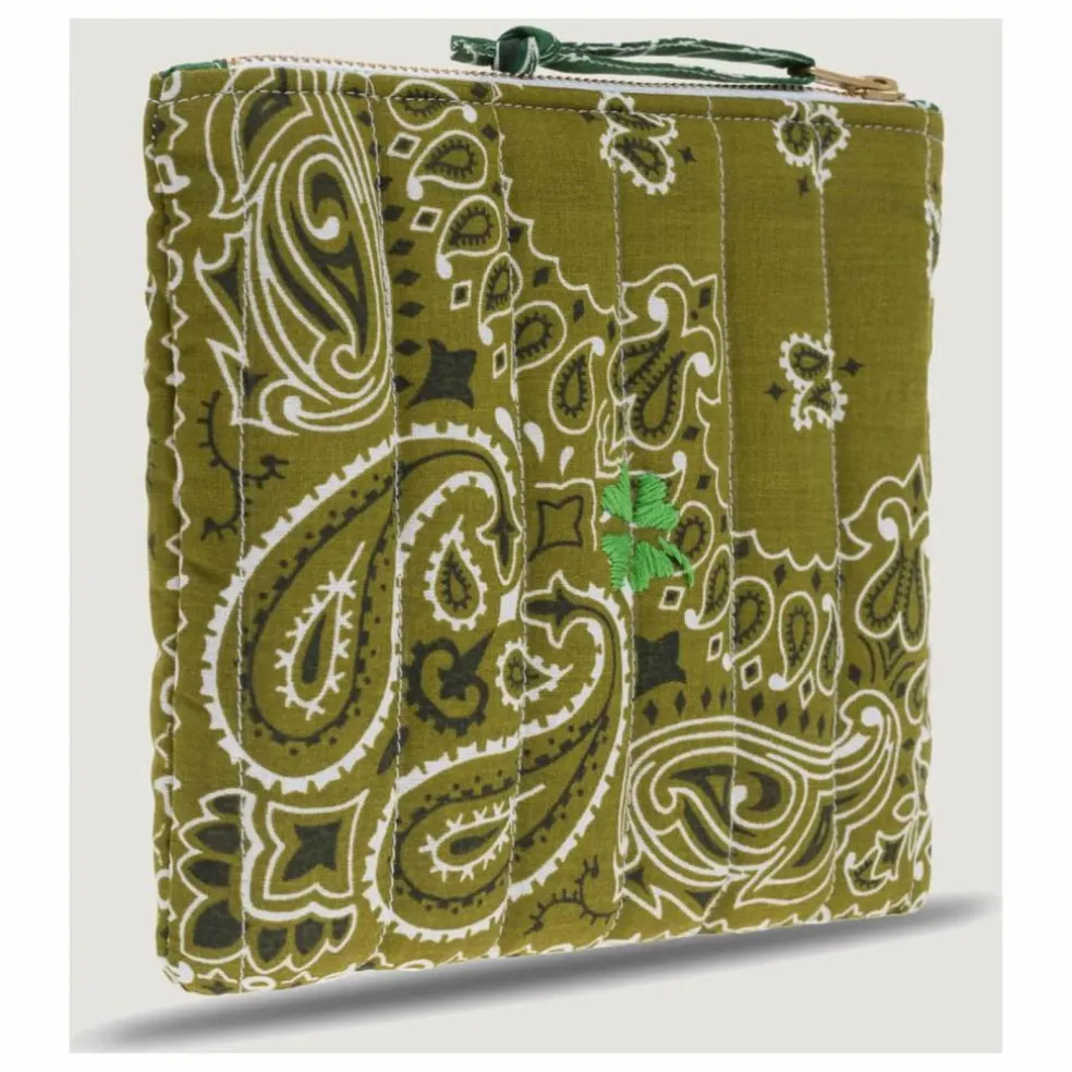 Mini Pochette Zippée Matelassée Trefle | Bronze