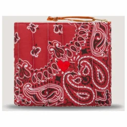 Mini Pochette Zippée Matelassée Coeur | Rouge