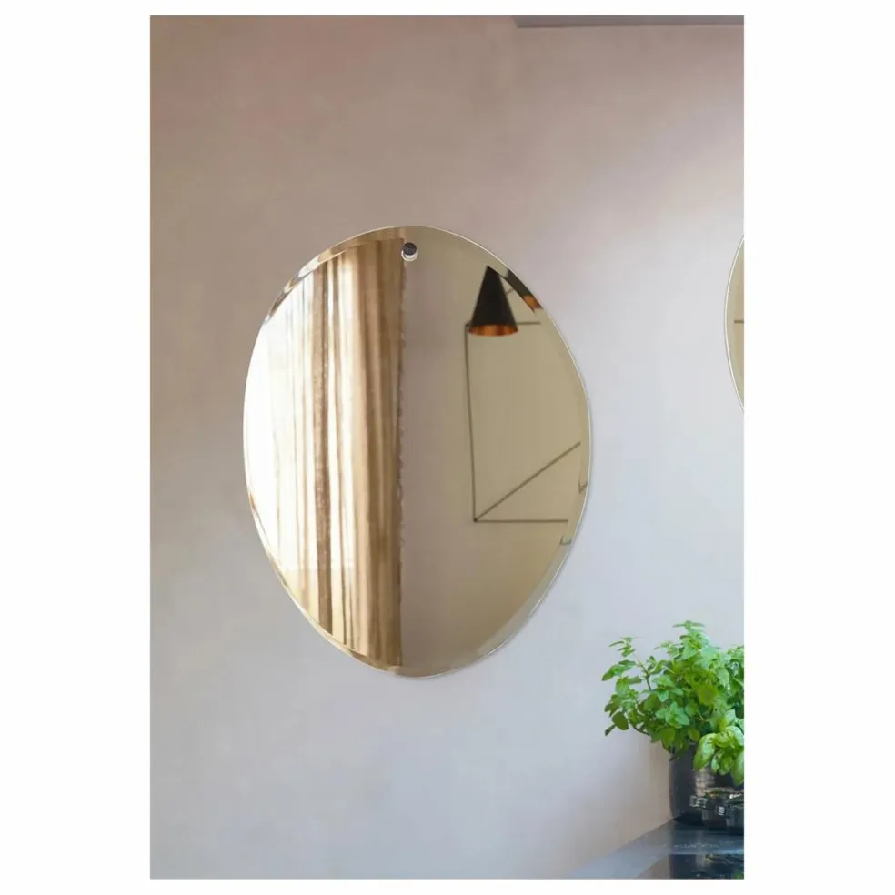 Miroir extra plat biseauté - forme aléatoire ovale 50x66 cm