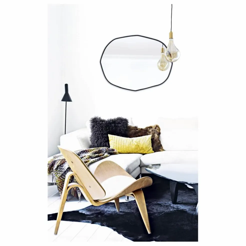 Miroir extra plat biseauté contour noir- forme aléatoire 66x85 | Noir
