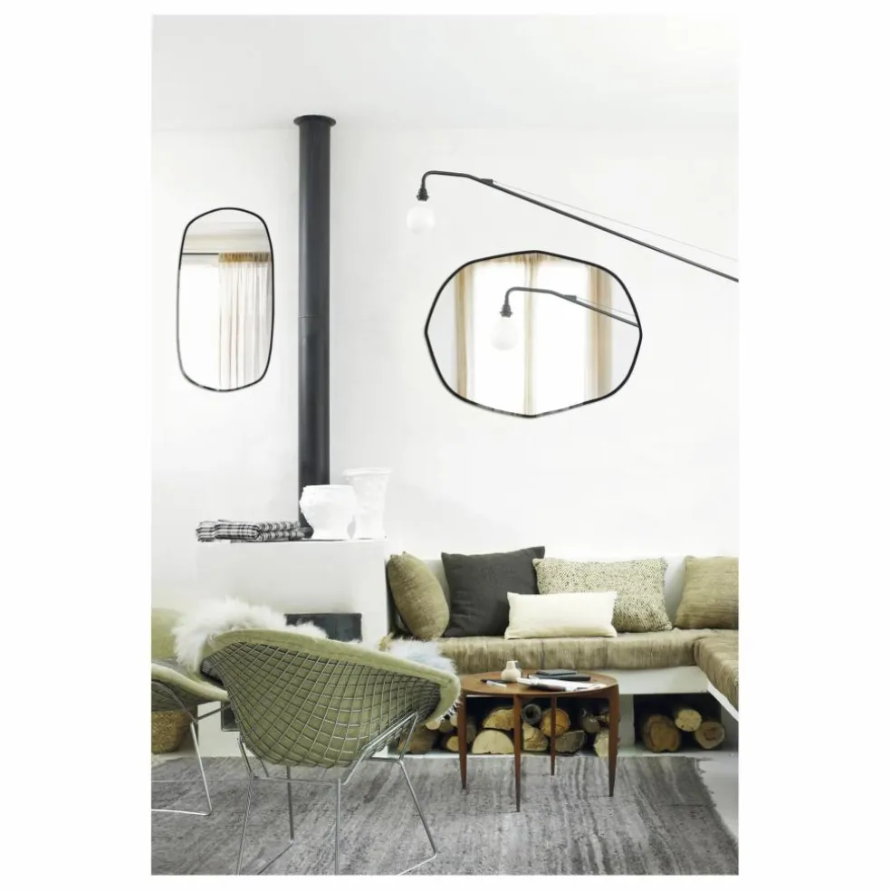 Miroir extra plat biseauté contour noir- forme aléatoire 66x85 | Noir