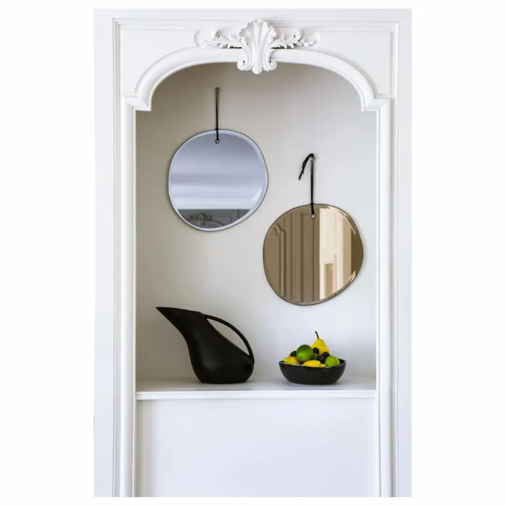 Miroir extra plat biseauté - forme aléatoire ronde 32x33 cm