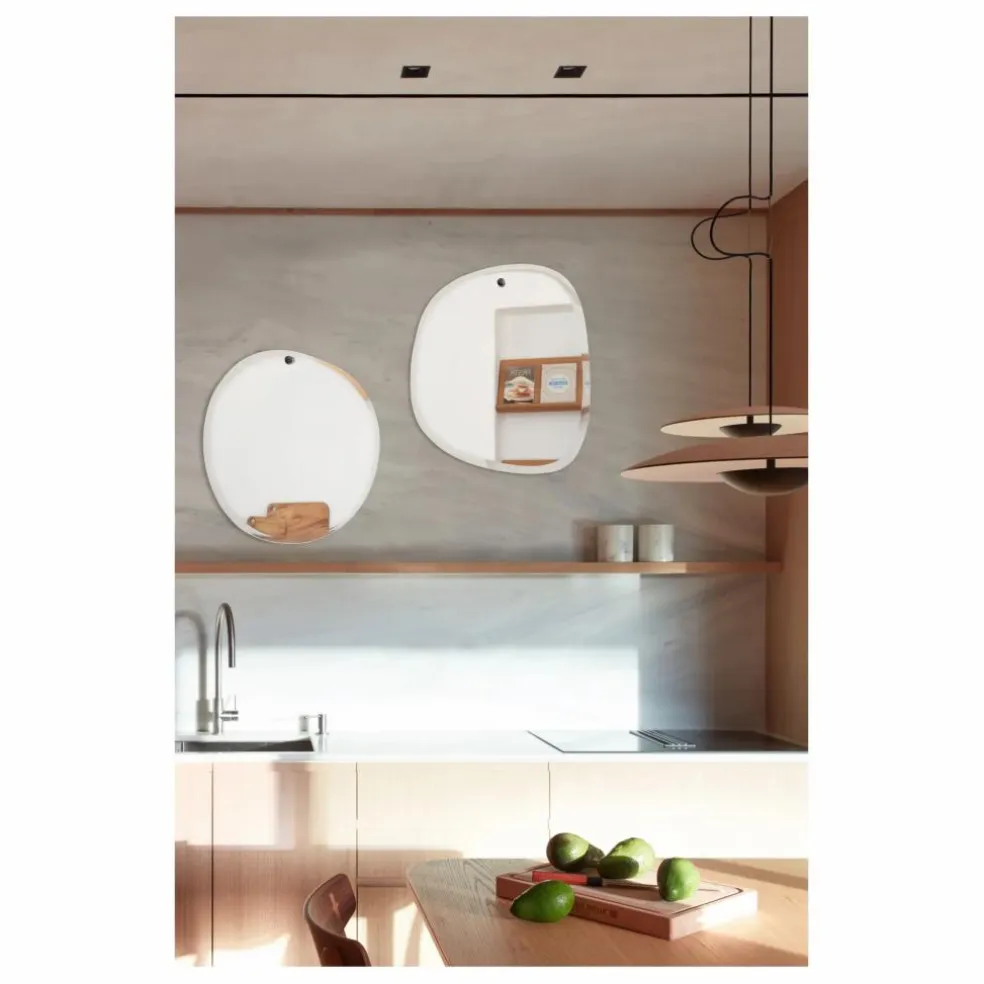 Miroir extra plat biseauté - forme aléatoire ronde 47x50 cm
