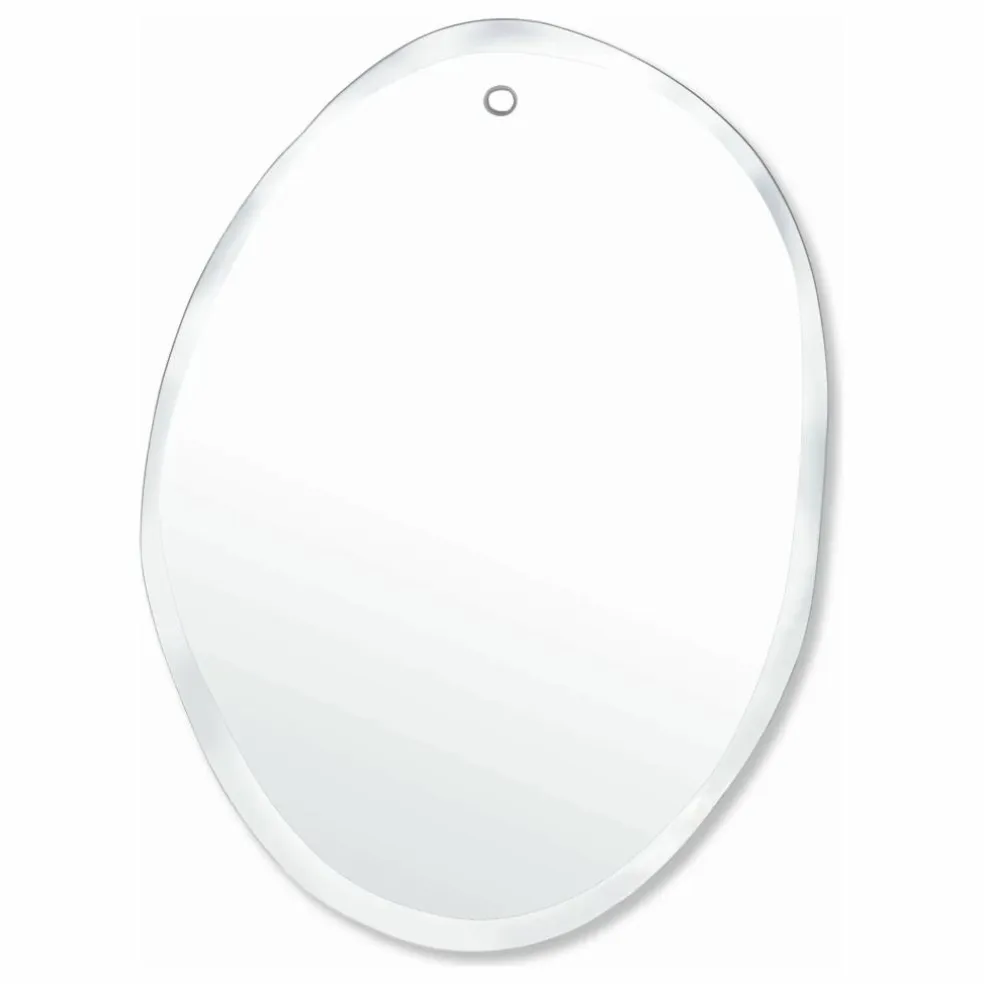 Miroir extra plat biseauté - forme aléatoire ovale verticale 25x32 cm