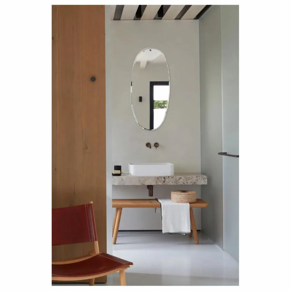 Miroir extra plat biseauté - forme aléatoire ovale 45x95 cm
