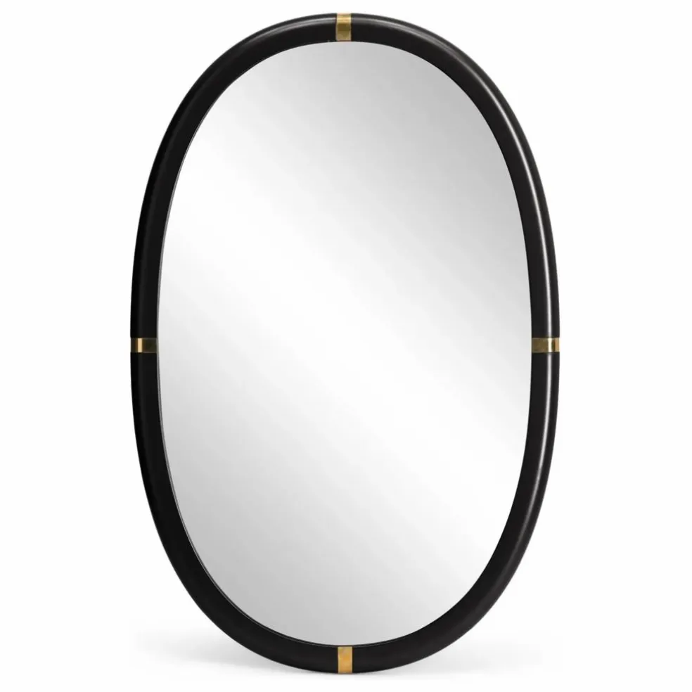 Miroir Marcello en bois laqué | Noir