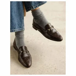 Mocassins Jill Cuir Embossé Serpent | Brun