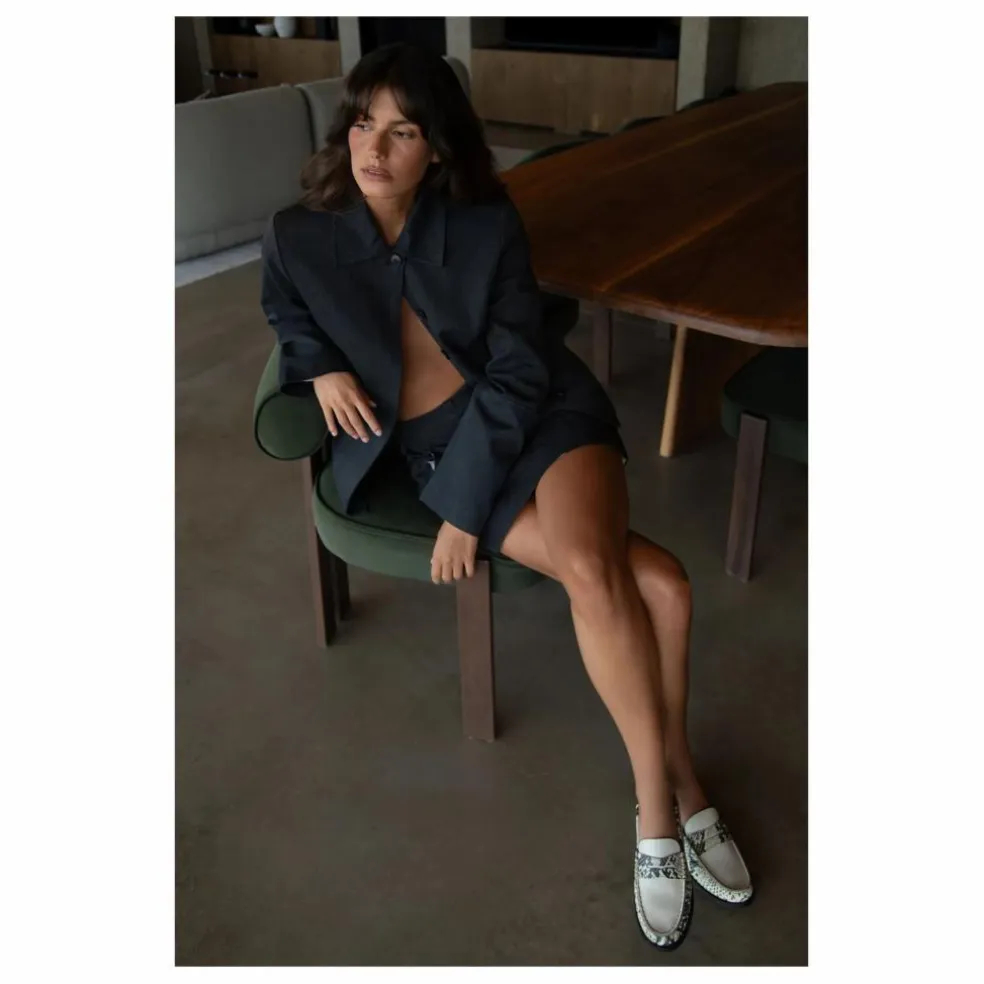Mocassins Penny Python | Blanc cassé