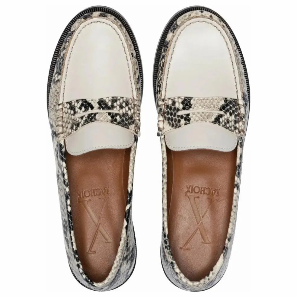 Mocassins Penny Python | Blanc cassé