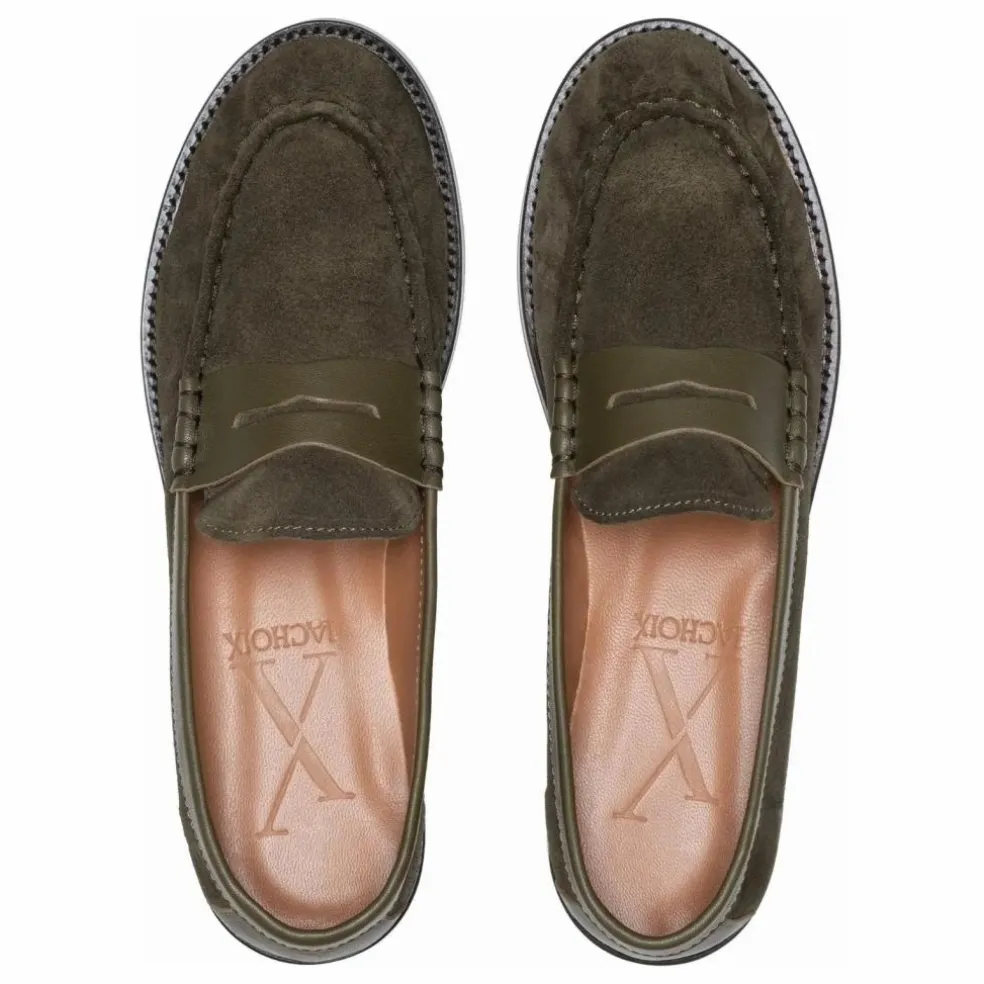 Mocassins Penny Suède | Vert kaki