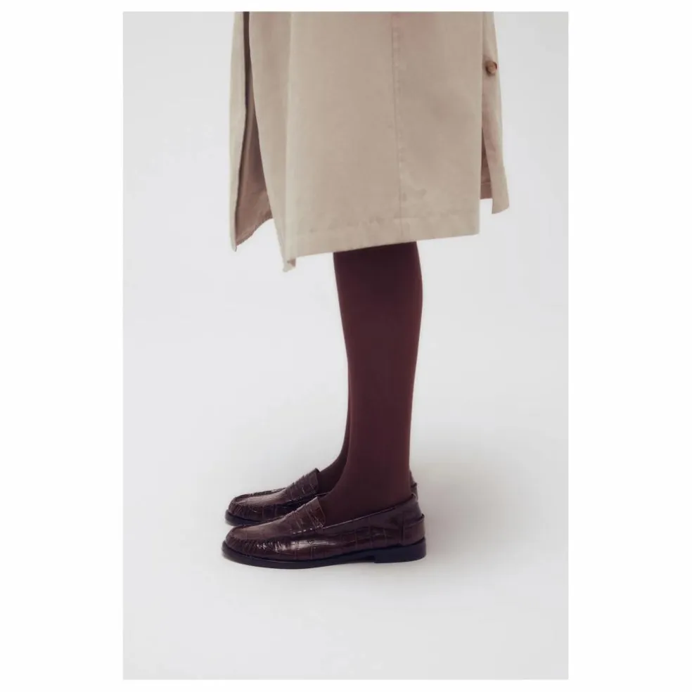 Mocassins Zoe Effet Crocodile | Chocolat
