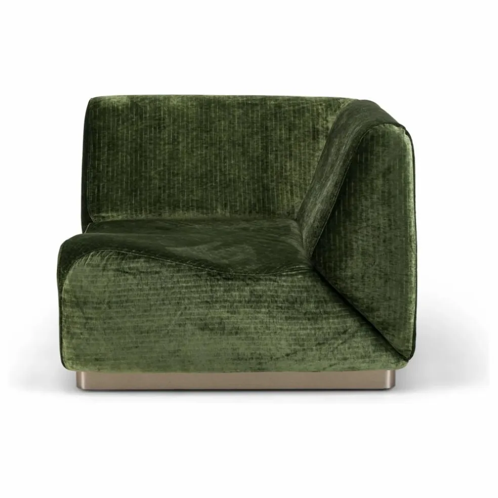 Module d'angle Rotondo en velours côtelé brillant | Vert olive
