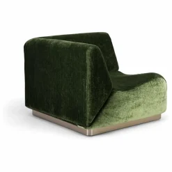 Module d'angle Rotondo en velours côtelé brillant | Vert olive