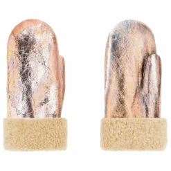 Moufles Peau Lainée Mérinos Métallisées | Or rose