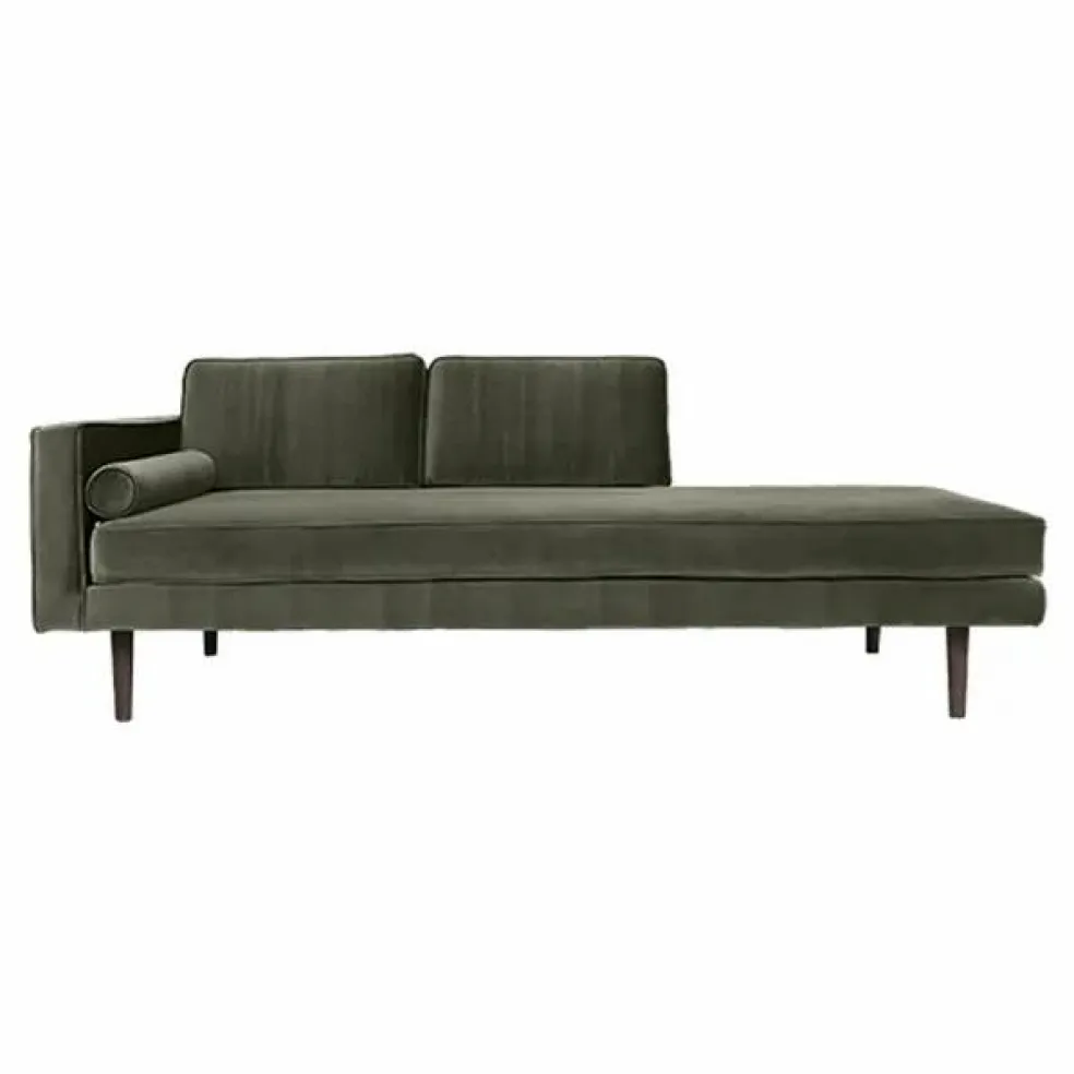 Méridienne Wind en velours | Vert olive