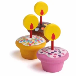 Muffins en bois avec bougies - Set de 3