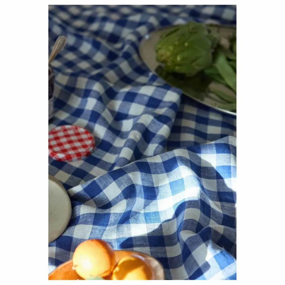 Nappe en lin lavé Vichy | Bleu